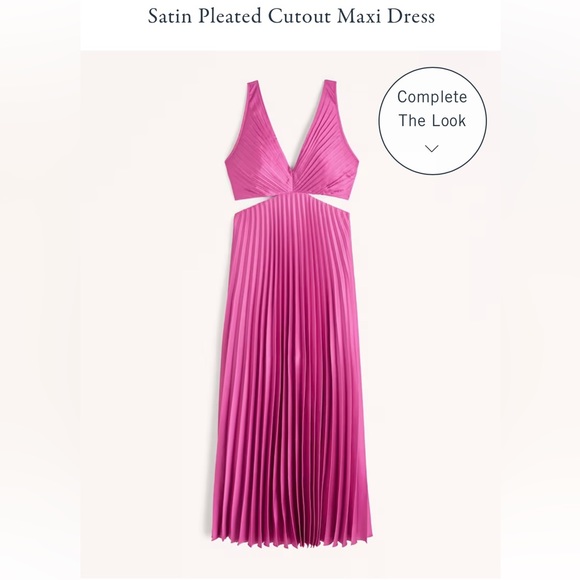 Abercombie & Fitch Satin Pleated Cutout Maxi Pink XS - Picture 1 of 4